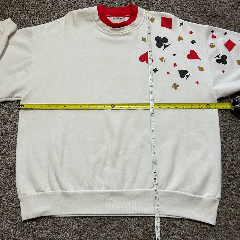 Vintage Sweatshirt Playing Cards Crewneck Pullover 90s y2k Poker Casino XL - Picture 5 of 10